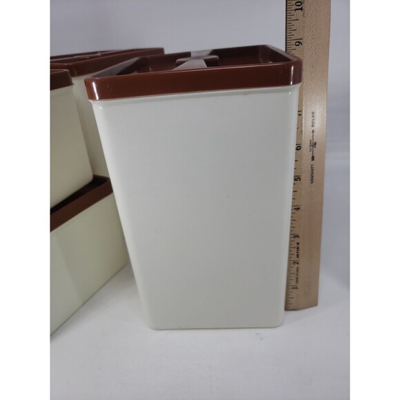 Poly Flex Republic Canister Set Vintage MCM Four Piece Brown 4 Lids Model 239 - Picture 7 of 12